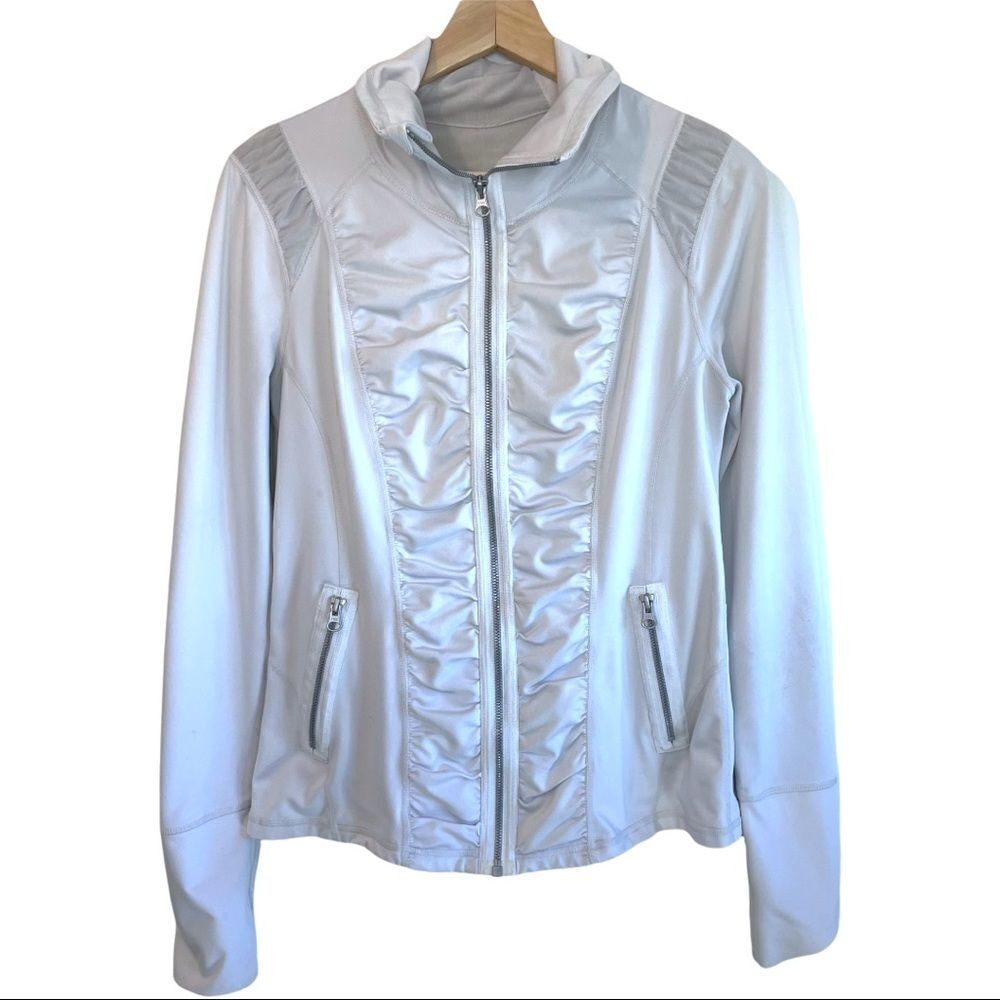 Zella White Ruched Athletic Jacket